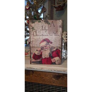 Vintage Style Decorative Fake Book Box Santa Christmas Decor Storage